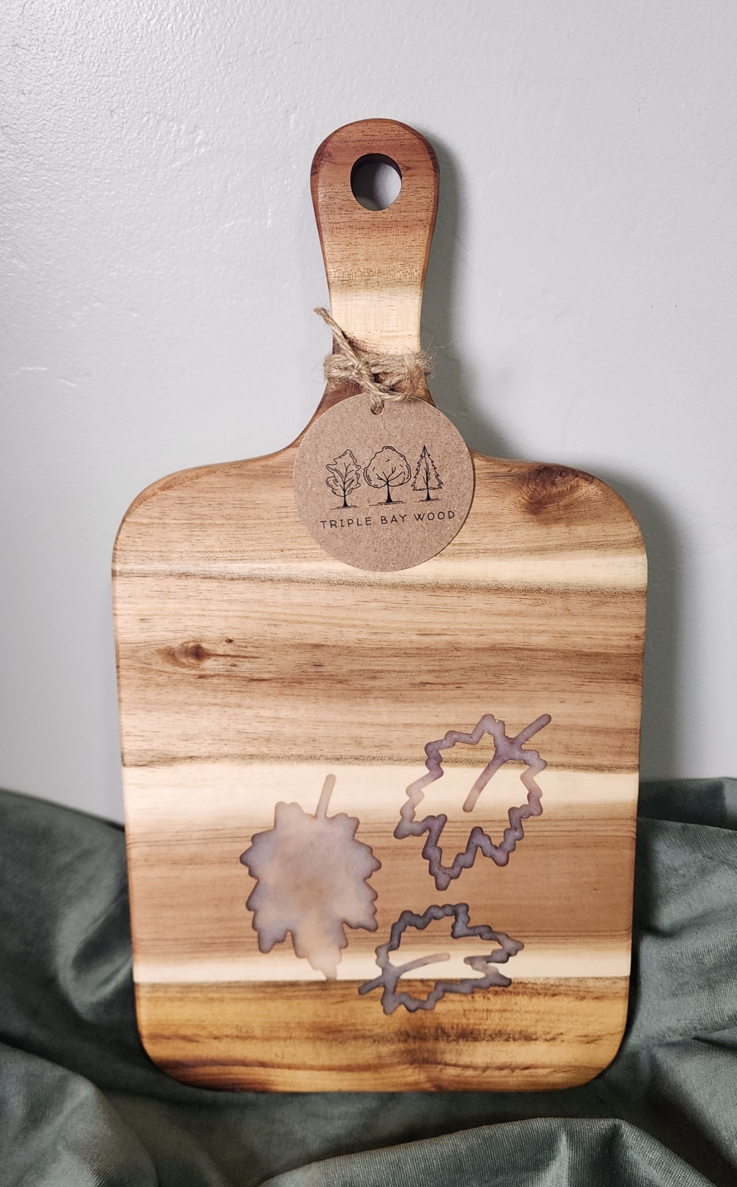 Acacia Paddle with Resin Inlay - Leaves