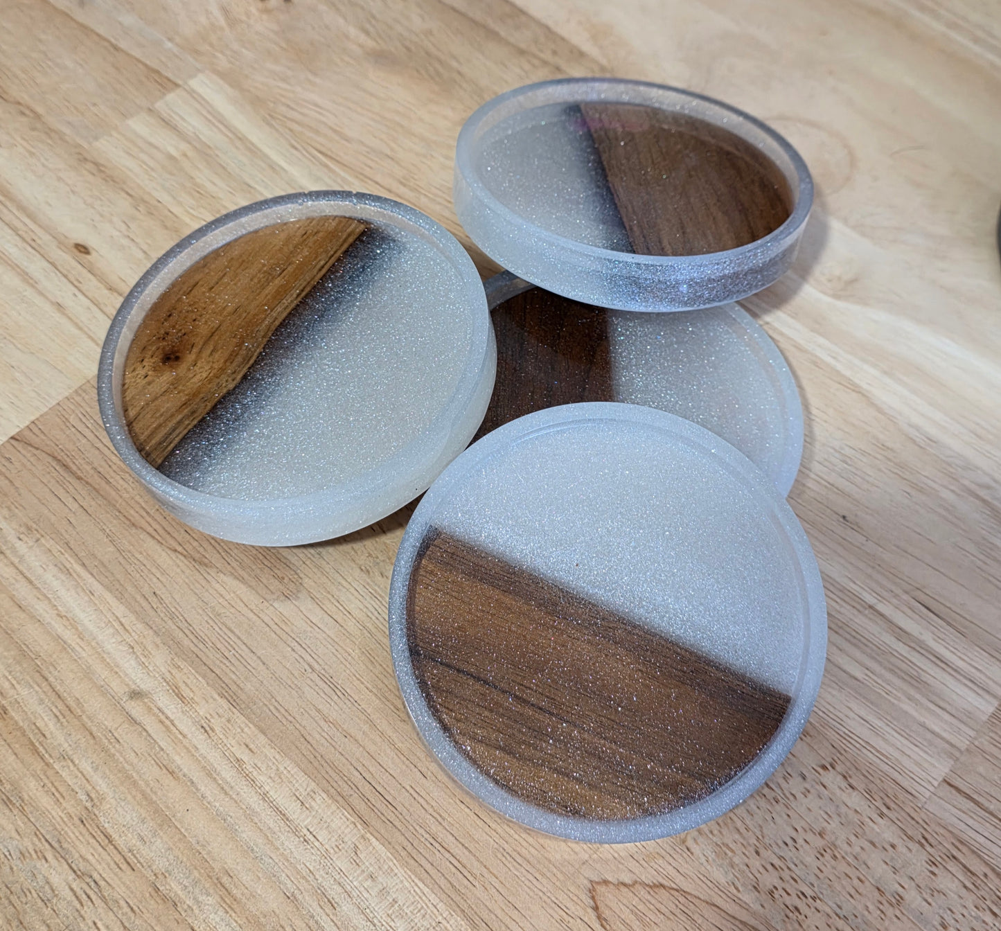 Handcrafted Walnut & Iridescent Resin Coasters