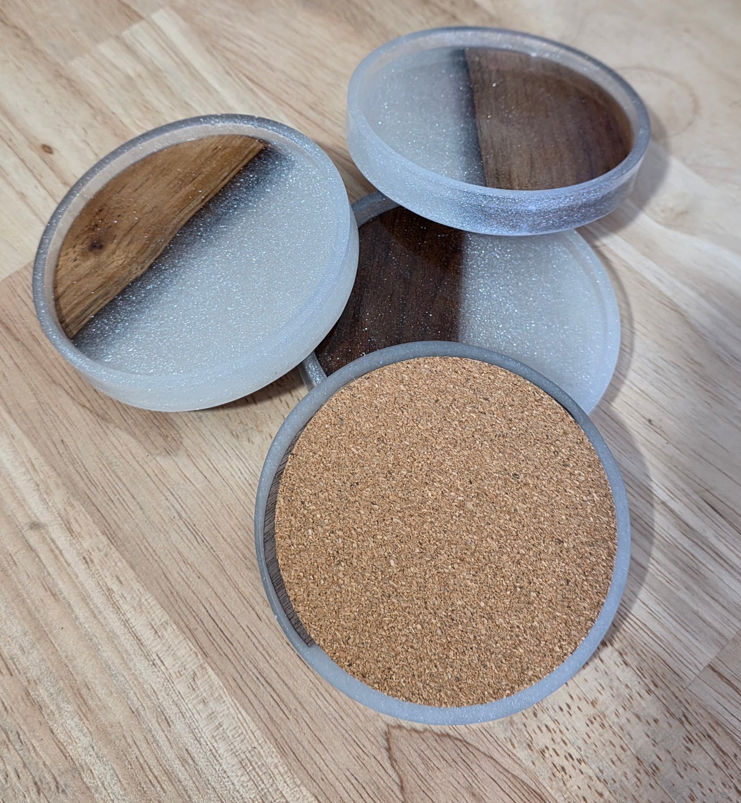 Handcrafted Walnut & Iridescent Resin Coasters