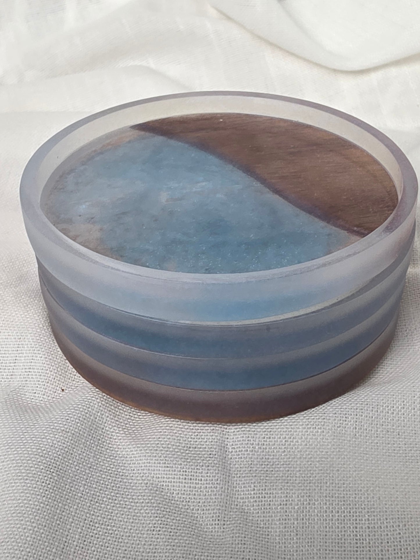 Handcrafted Acacia & Blue Clouds Resin Coasters
