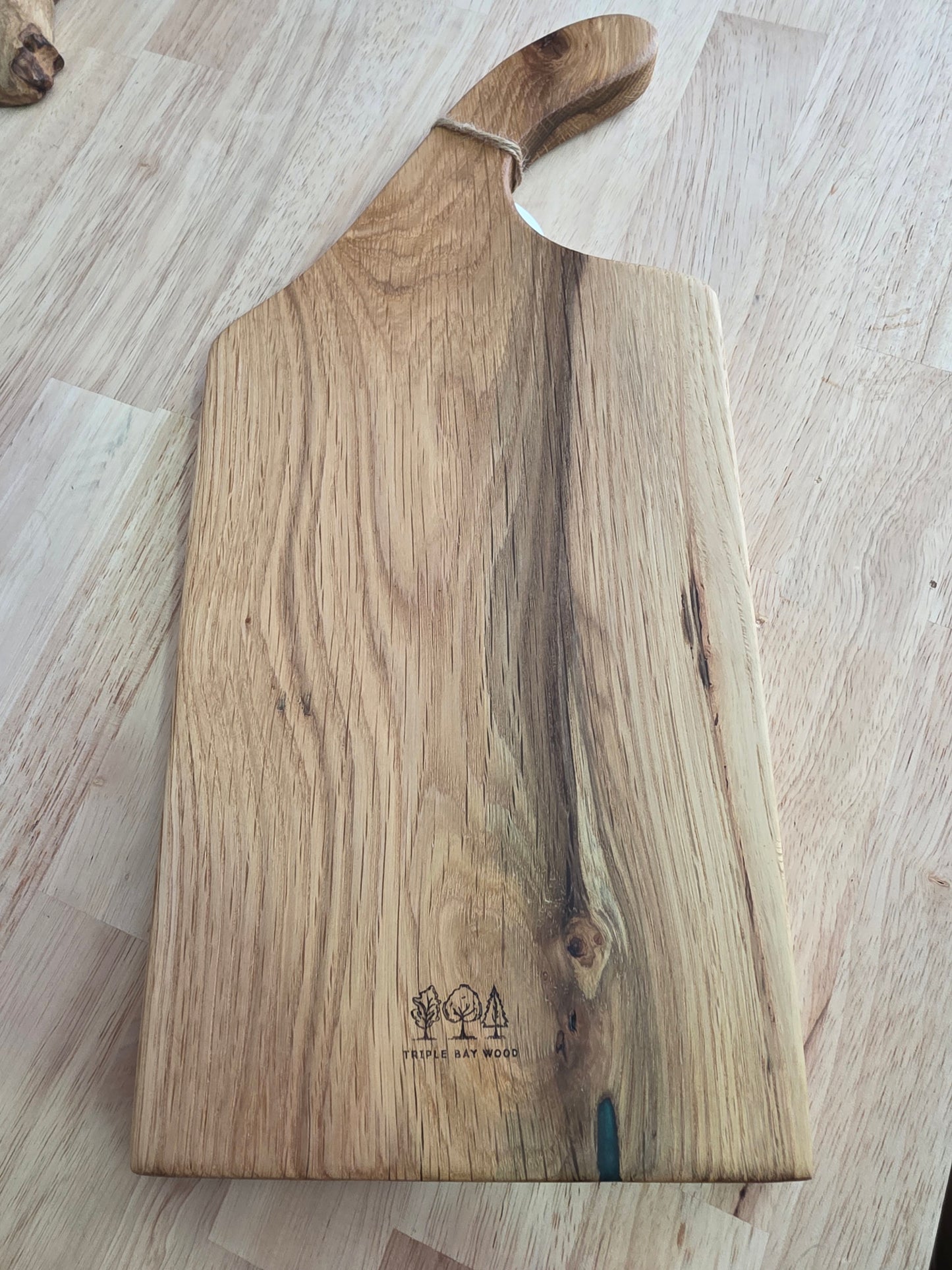 White Oak and Green Resin with Handle