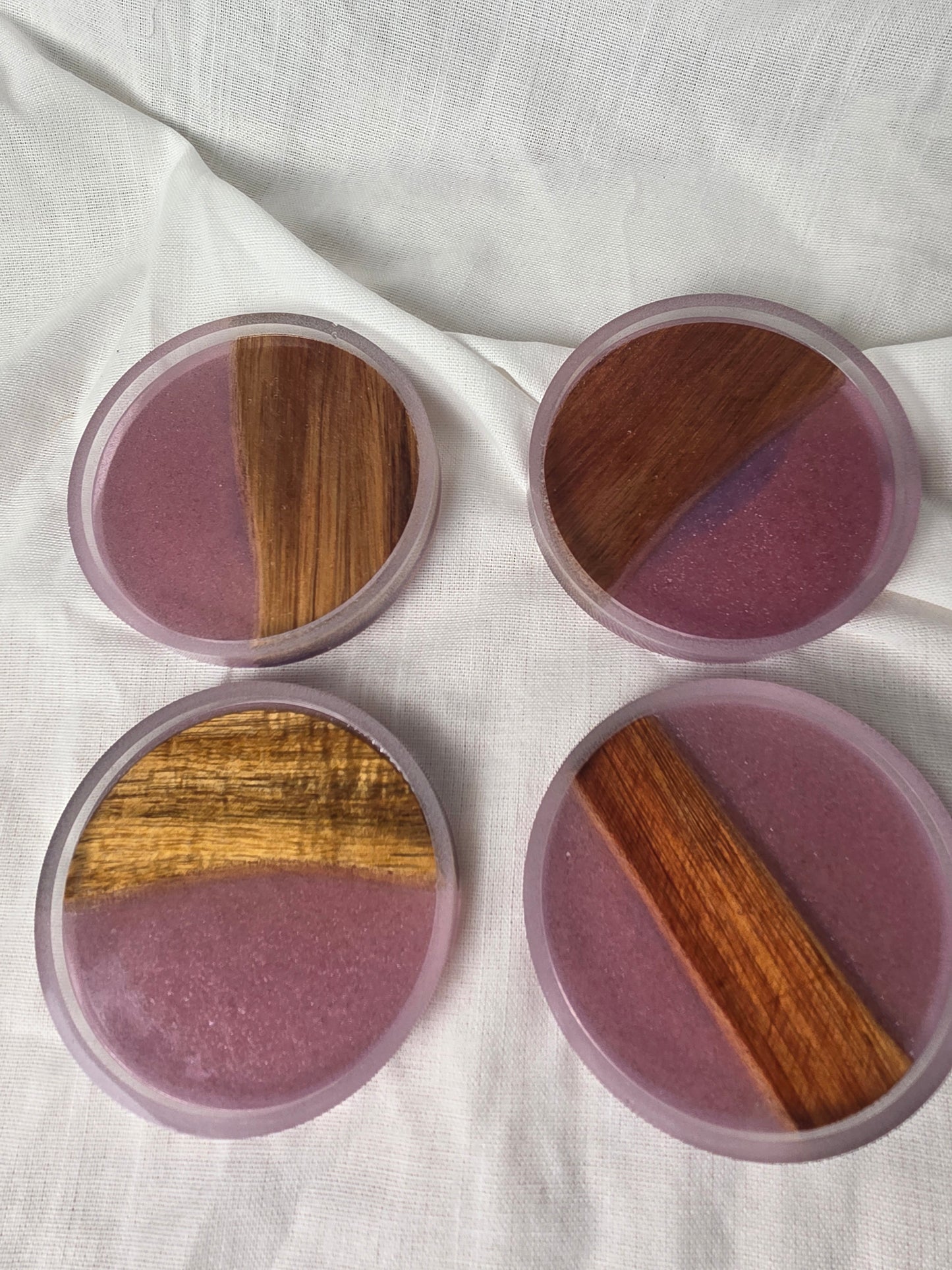 Handcrafted Acacia & Raspberry Resin Coasters