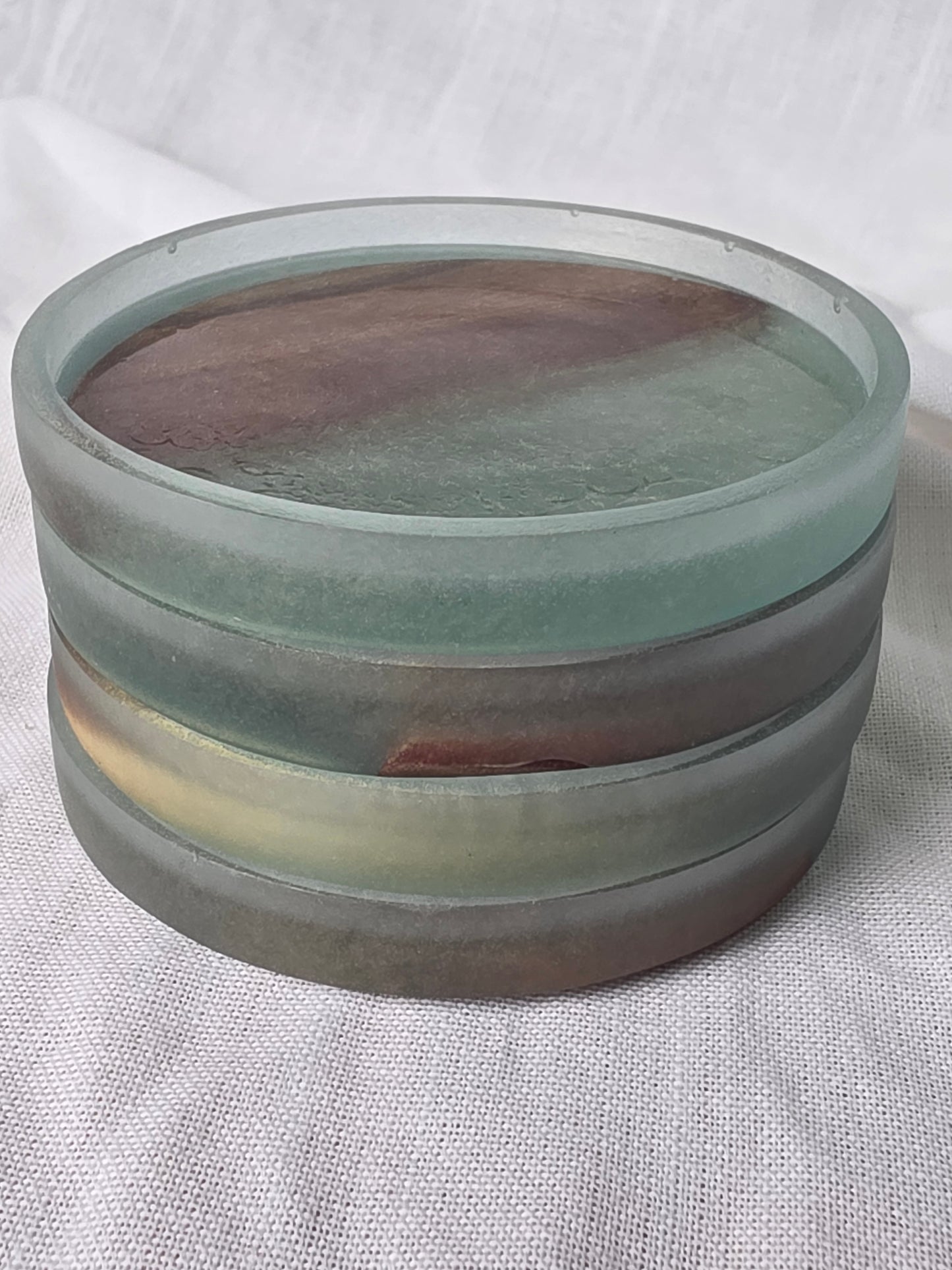 Handcrafted Acacia & Olive Green Resin Coasters