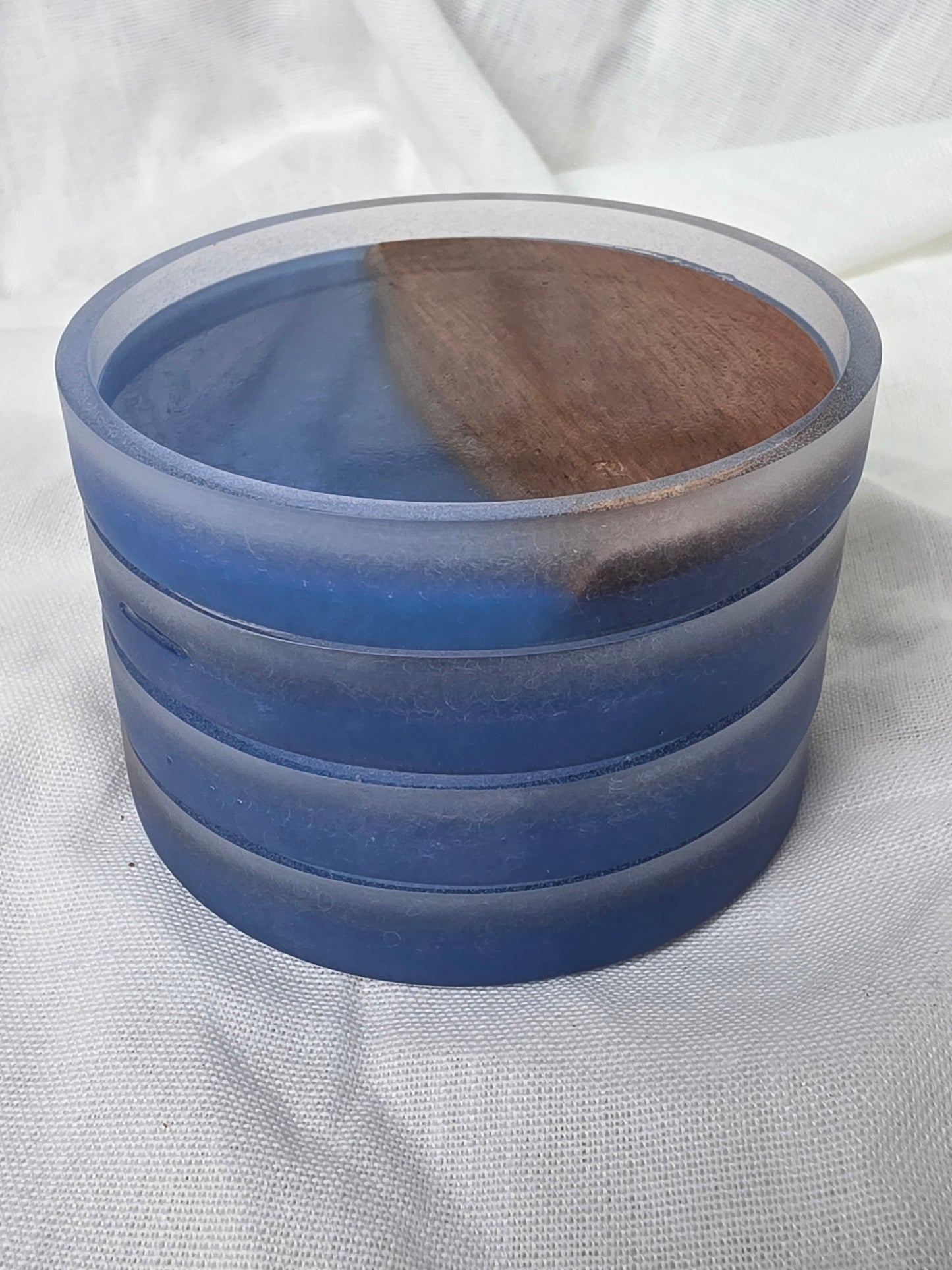 Handcrafted Acacia & Blue Resin Coasters