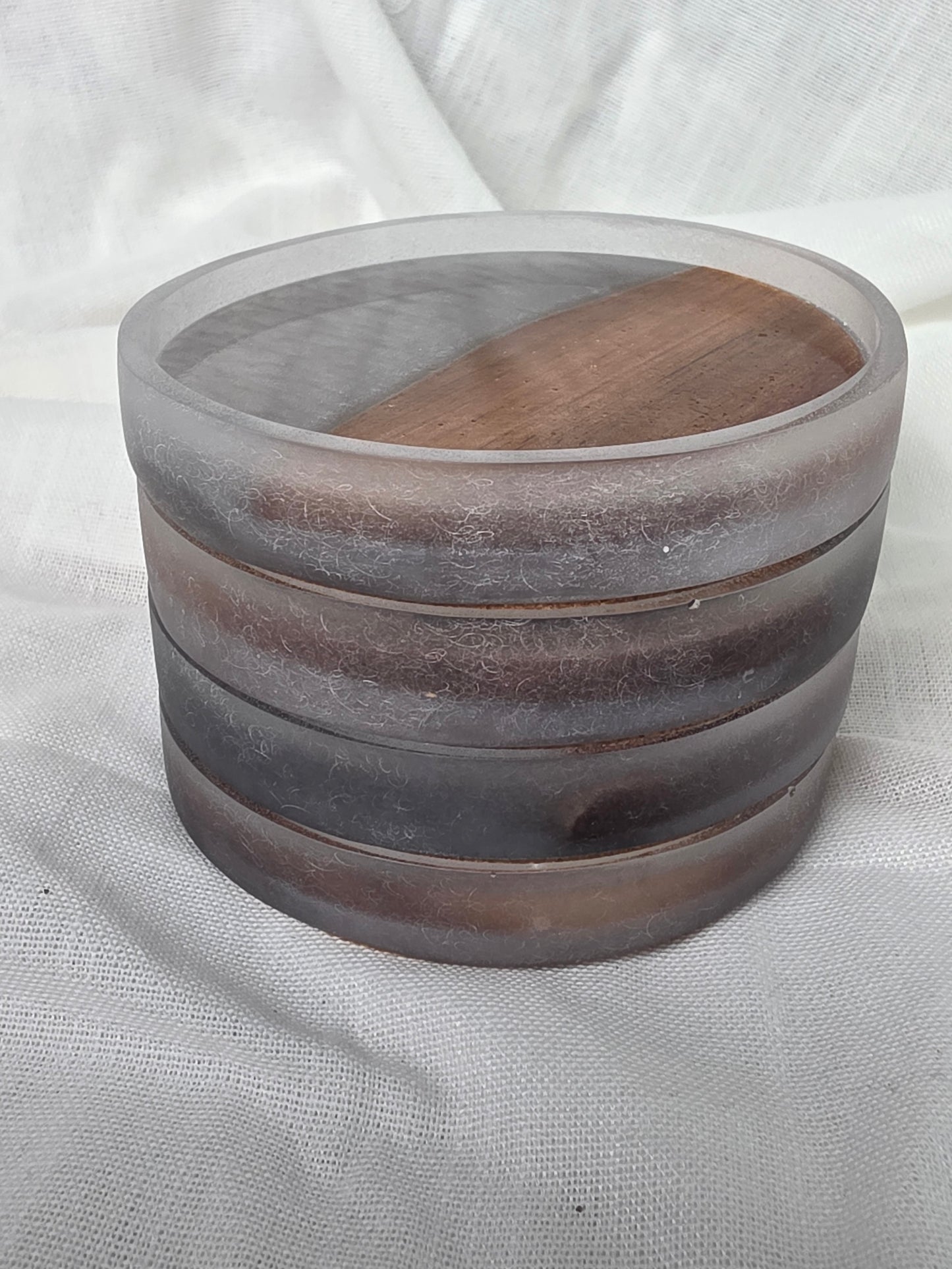 Handcrafted Acacia & Silver Resin Coasters