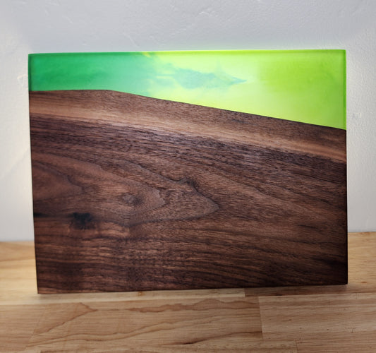 Walnut Live Edge and Green Resin Serving Board