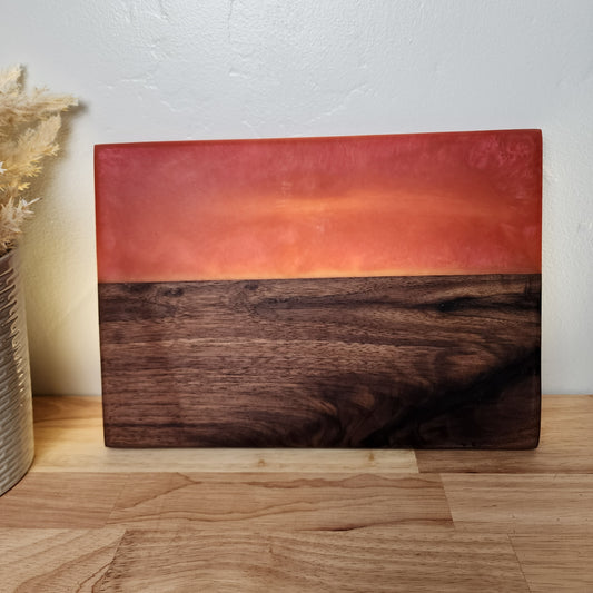 Walnut Live Edge and Berry Red Resin Serving Board