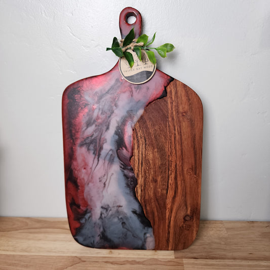 Acacia and Resin Pour Over Paddle Serving Board