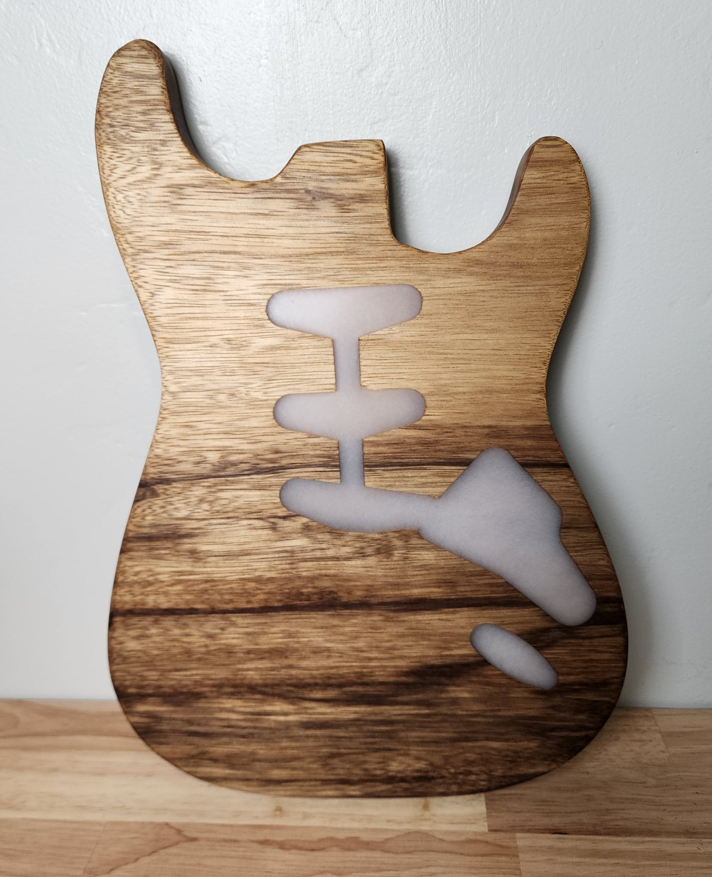 Black Limba and Opal Resin Stratocaster Serving Board - Exotic