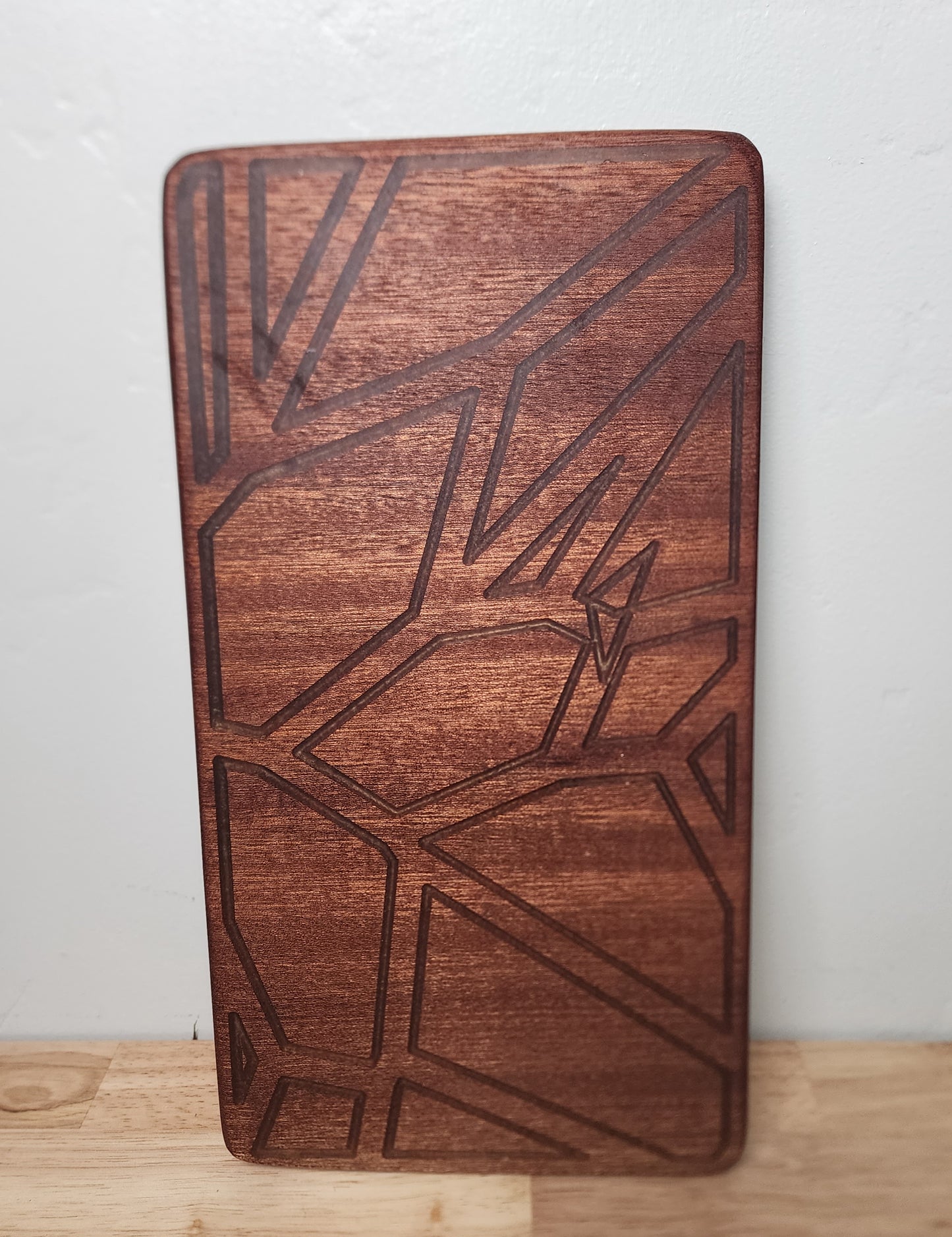 Bubinga Exotic Wood with Geometric Gold Resin Inlays Serving Board