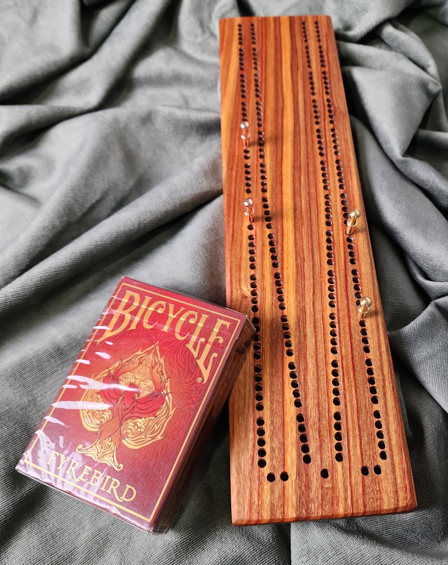 Canary Red 2 person Tournament Style Cribbage Board