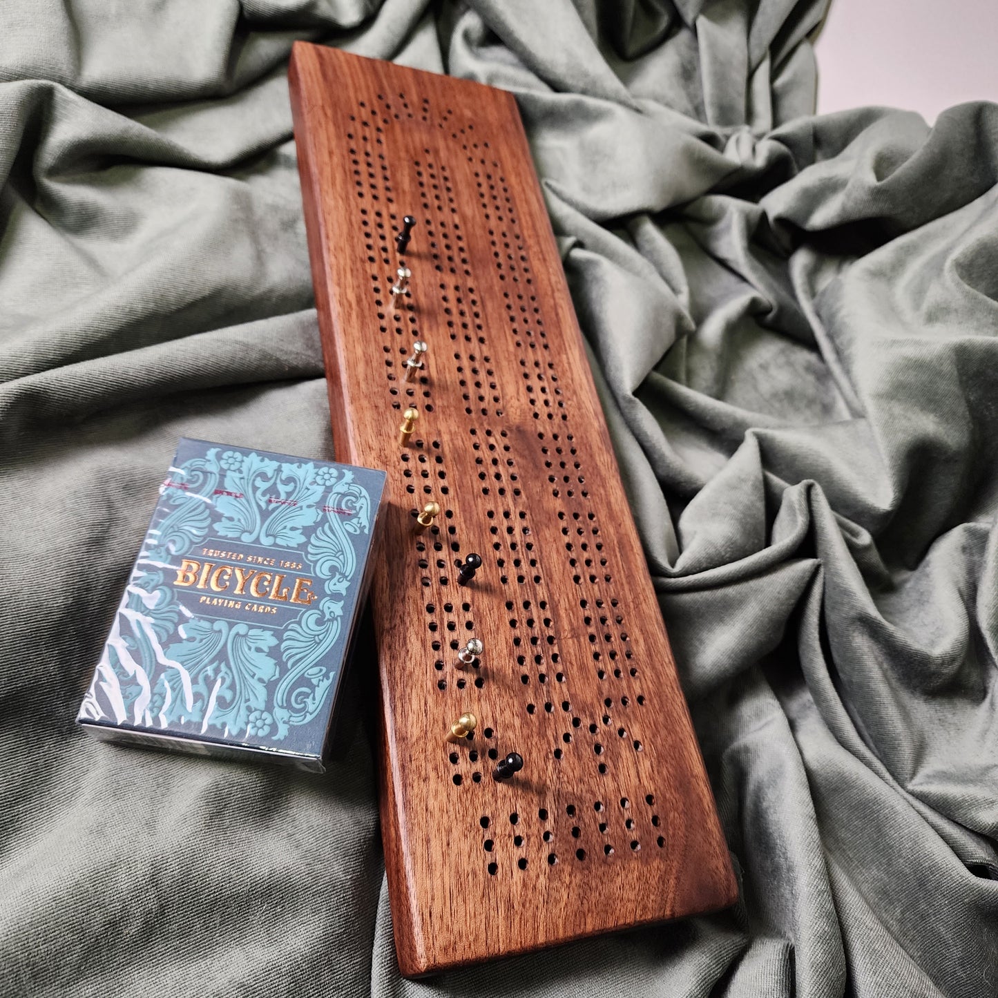 Canary Red 2 person Tournament Style Cribbage Board