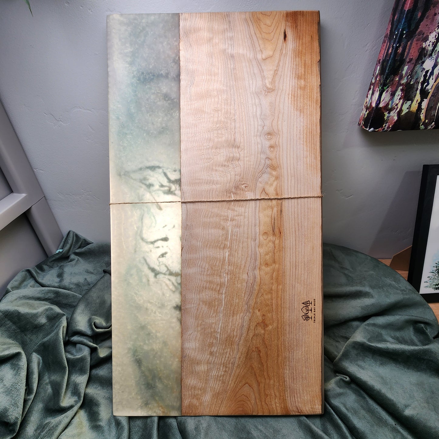 Extra Large Curly Maple and Green Resin