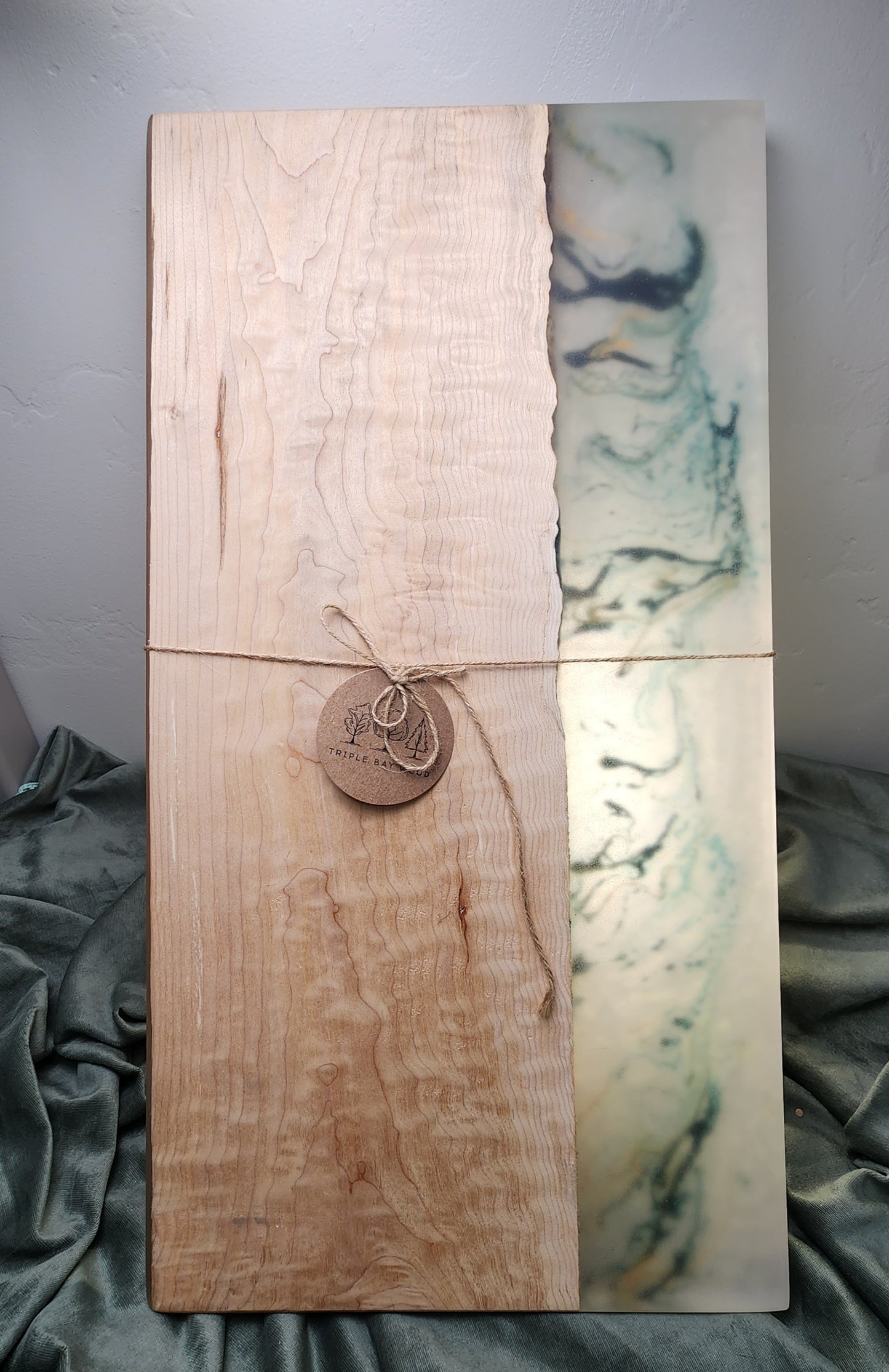 Extra Large Curly Maple and Green Resin