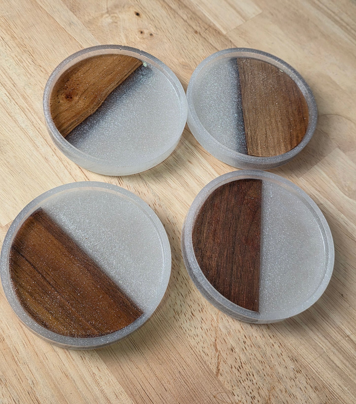 Handcrafted Walnut & Iridescent Resin Coasters