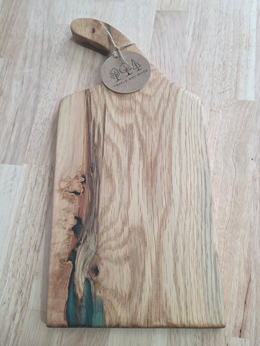White Oak and Green Resin with Handle